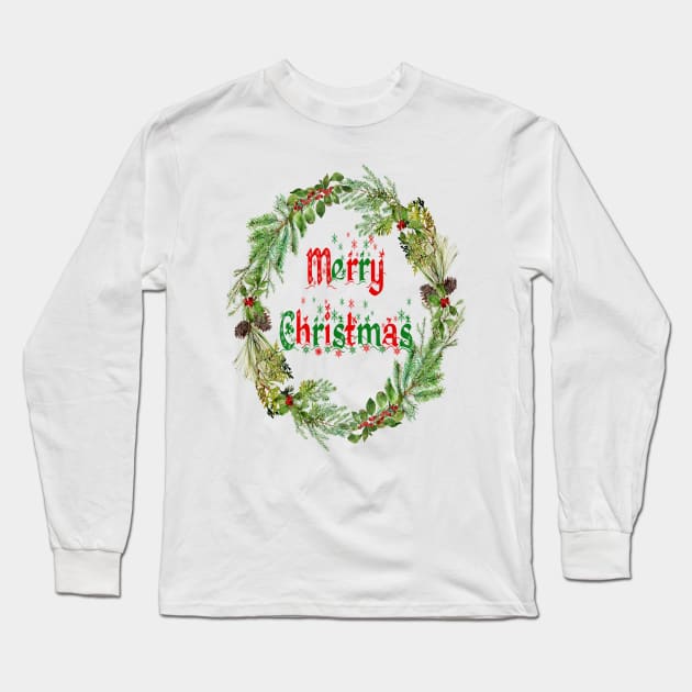 Merry Christian Long Sleeve T-Shirt by NimbleMuse